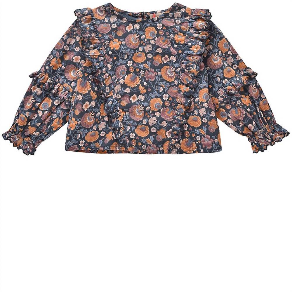 NEW LOUISE MISHA girl's tubi boho flowers blouse in charcoal